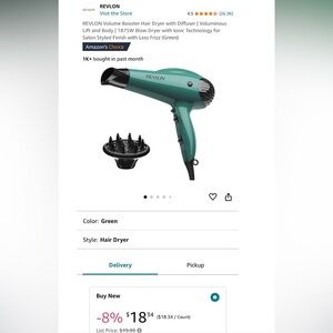 REVLON Volume Booster Hair Dryer with Diffuser | Voluminous Lift and Body | 1875